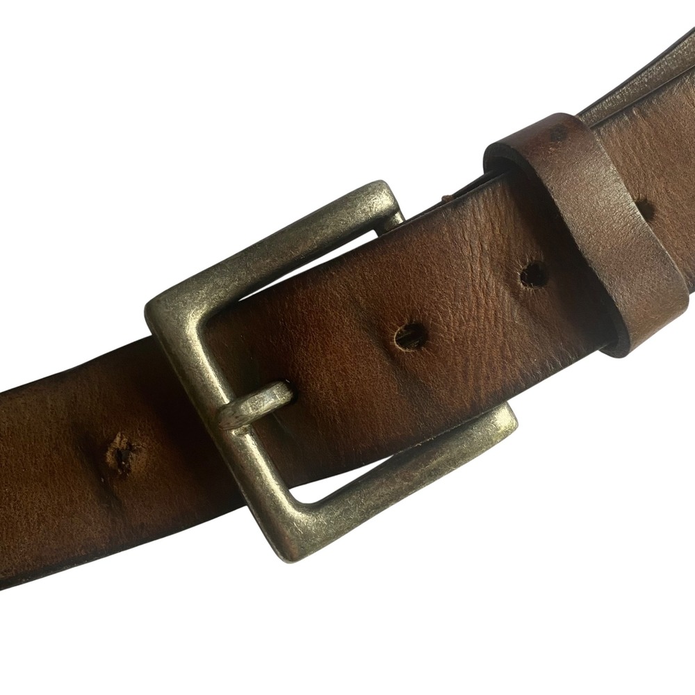 Stone Mountain Mens Brown Leather Belt Distressed Rugged Buckle Western XL42-44‎ - Picture 3 of 10